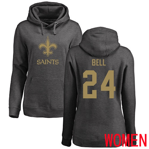 New Orleans Saints Ash Women Vonn Bell One Color NFL Football #24 Pullover Hoodie Sweatshirts->nfl t-shirts->Sports Accessory